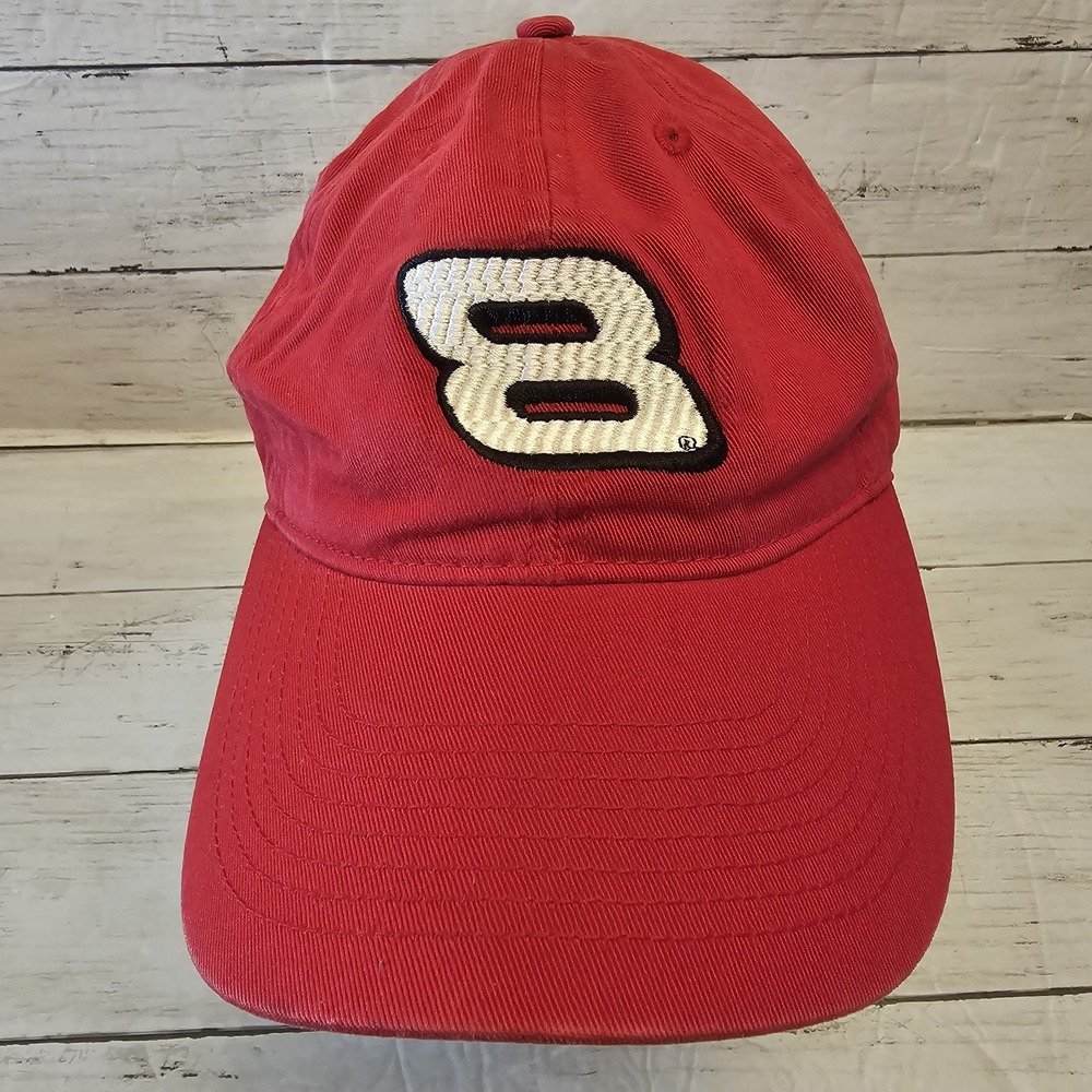 Dale Earnhardt Jr Hat Cap Strap Back Red NASCAR Racing Mens Chase Authentic